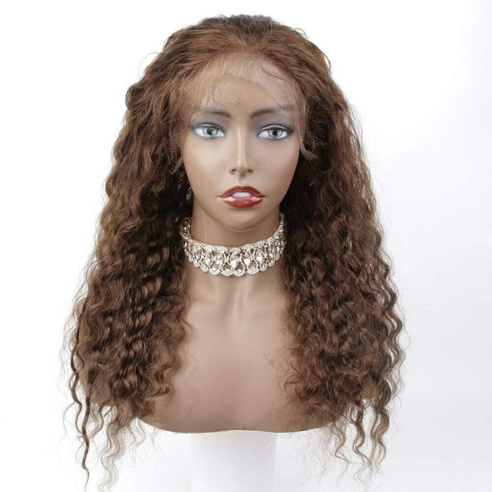 100% Human Hair Hard LACE FRONT Wig 18" Color #4